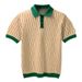 Men's Clothing Light Luxury Polo Shirt Men's Summer Thin Ice Silk Men's High End Grid Pattern Contrast Color Short Sleeved T Shirt_viptrois.com