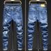 Men's Clothing Style Slim Elastic Trendy Skinny Pants With Holes And Patches Personality Trendy Brand Boys Long Pants_viptrois.com
