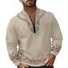 2024 American High Street Half-Zip Pullover Stand Collar Loose Casual Printed Men's Sweatshirt_viptrois.com