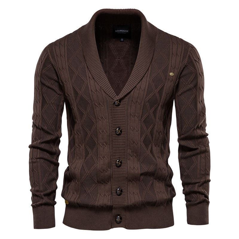 Man's Clothing Cardigan Men's V-neck Long Sleeve Sweater Men's Thick Sweater Hipster Men's Knitted Cardigan Coat_viptrois.com