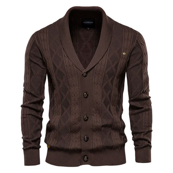 Man's Clothing Cardigan Men's V-neck Long Sleeve Sweater Men's Thick Sweater Hipster Men's Knitted Cardigan Coat_viptrois.com