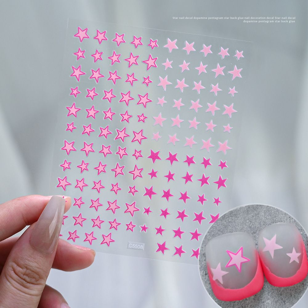 4-in-1 Star Nail Stickers Set - Pink & Blue Stars, Hearts & Fairy Decorations For Nail Art_viptrois.com