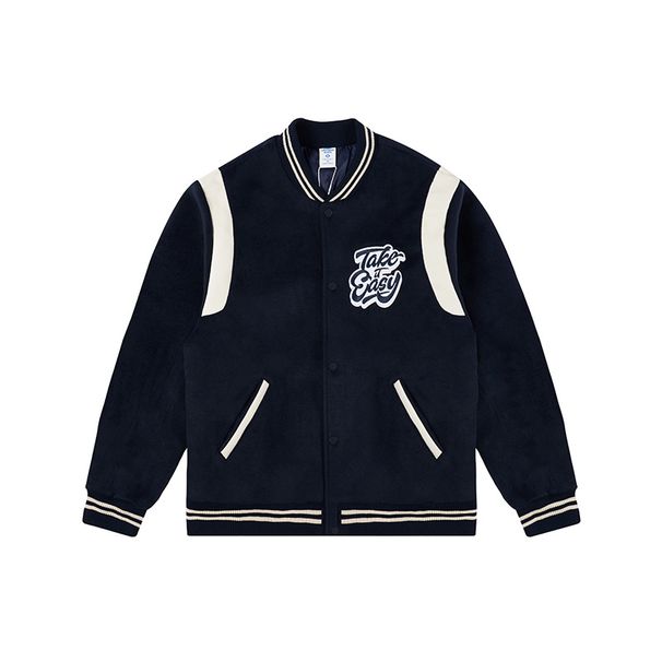 Men's Clothing Autumn And Winter New Contrast Color Loose Embroidered Jacket Baseball Jacket Couple Cotton Jacket Men And Women_viptrois.com