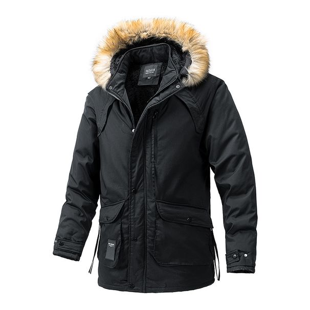 men's winter warm cotton coat velvet thickened cotton jacket men's multi-pocket coat cotton coat custom printed logo_viptrois.com