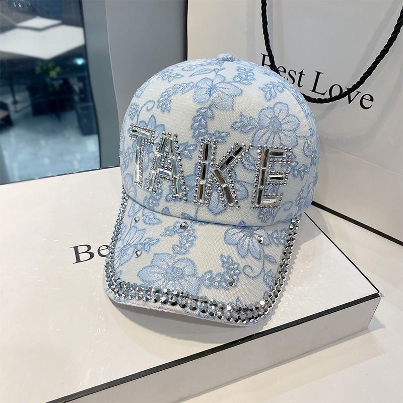 Baseball cap women's summer protection Korean version versatile lace duck tongue outdoor leisure fashion rhinestone sun_viptrois.com
