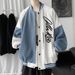 American Style Baseball For Men, Spring And Autumn, Embroidered Design, Color Block, Loose Fit, Trendy, Versatile,_viptrois.com