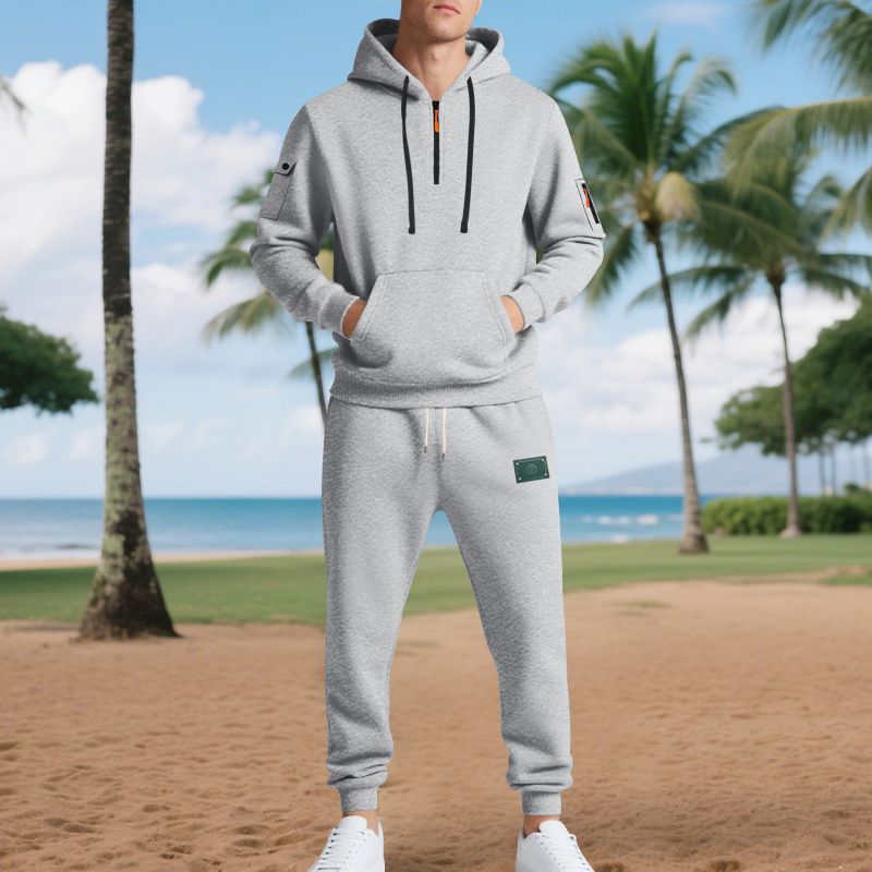 Heavyweight Fleece-Lined Hoodie Jogger Set – Winter-Ready Workwear & Streetwear (Black/Navy/Grey/White)_viptrois.com