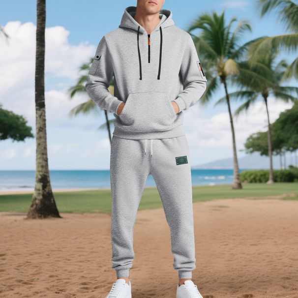 Heavyweight Fleece-Lined Hoodie Jogger Set – Winter-Ready Workwear & Streetwear (Black/Navy/Grey/White)_viptrois.com