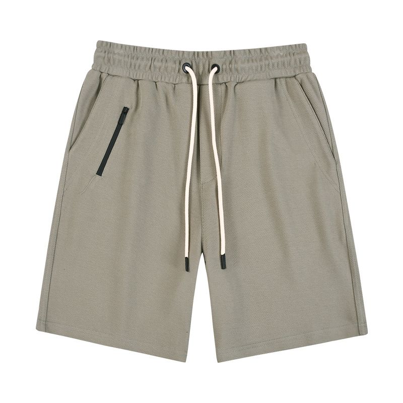 Men's Clothing Summer Light Luxury Twill Knitted Zipper Sports Drawstring Five Point Casual Sweatpants Shorts Men_viptrois.com