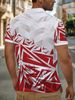 Polo Uomo Taglio Dritto Leggero Traspirante Resistente Fantasia Spagnola Geometrica Rosso-bianco, Manica Corta Casual Outdoor Eventi Tifosi_viptrois.com