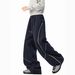 Heavy Navy Blue Bright-line Scimitar Sweatpants For Men And Women, Autumn Comfortable And High Casual Pants, Loose Sports Wide-leg Pants_viptrois.com