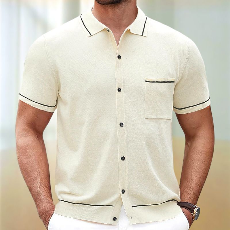 Men's Clothing Anti Pilling Cool Silk Knitted Polo Shirt_viptrois.com