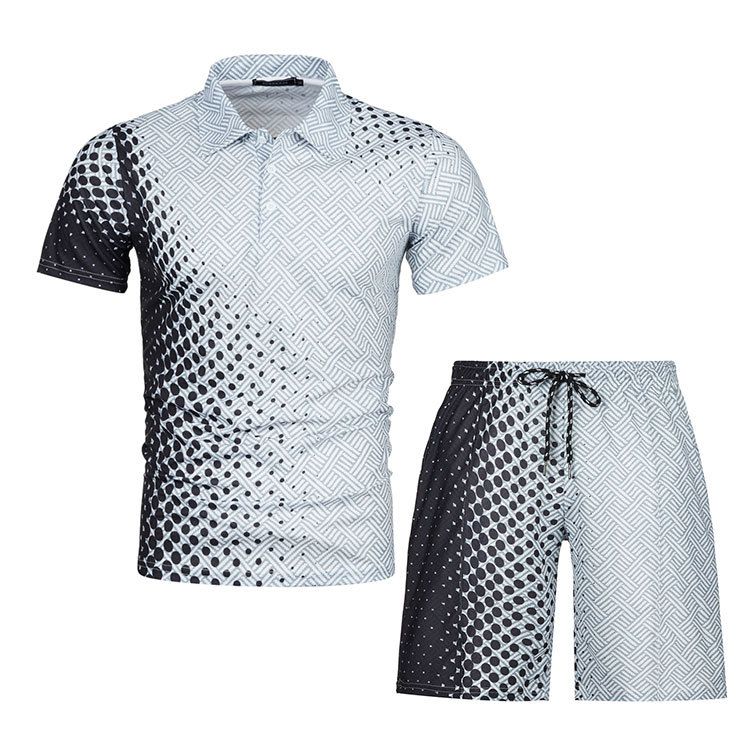 Men's Clothing Casual 3D Printed Polo Shirt Lapel Casual Suit_viptrois.com