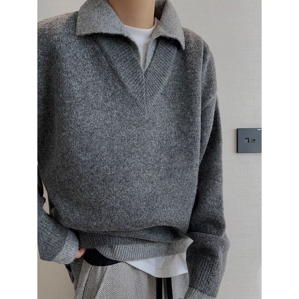 Collar Knit Sweater For Men And Women, Fashionable And Slimming, Casual Design, Long Sleeved_viptrois.com