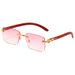Men's Sunglasses New Fashion Frameless Sunglasses For Men With Personalized Leopard Wood Grain Temples Square Frame Sunglasses For Women_viptrois.com