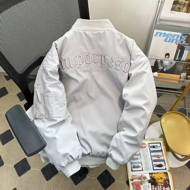 Flight Jacket, Men's Spring And Autumn Trendy Brand Letter Embroidery, Loose Casual And High-end Baseball Jacket_viptrois.com