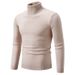 Men's Clothing Turtleneck Sweater Men's Slim Fit High Neck Sweater - Lightweight Knit Pullover For Casual Wear, Solid Color Turtleneck Top_viptrois.com