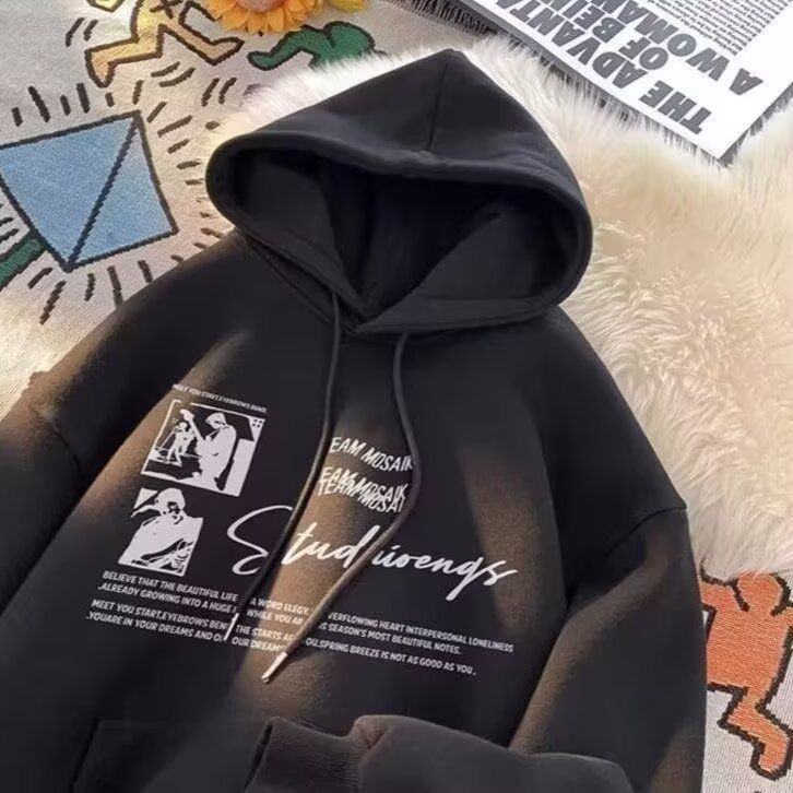 Men's Letter Print Hooded Sweatshirt – Fleece-Lined Thick Winter Pullover (M-5XL, 7 Colors)_viptrois.com