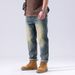 Spring And Summer American Yellow Mud Jeans Men's Heavy And Old Retro Washing Jeans Men's 3D Embossed Fat Jeans_viptrois.com