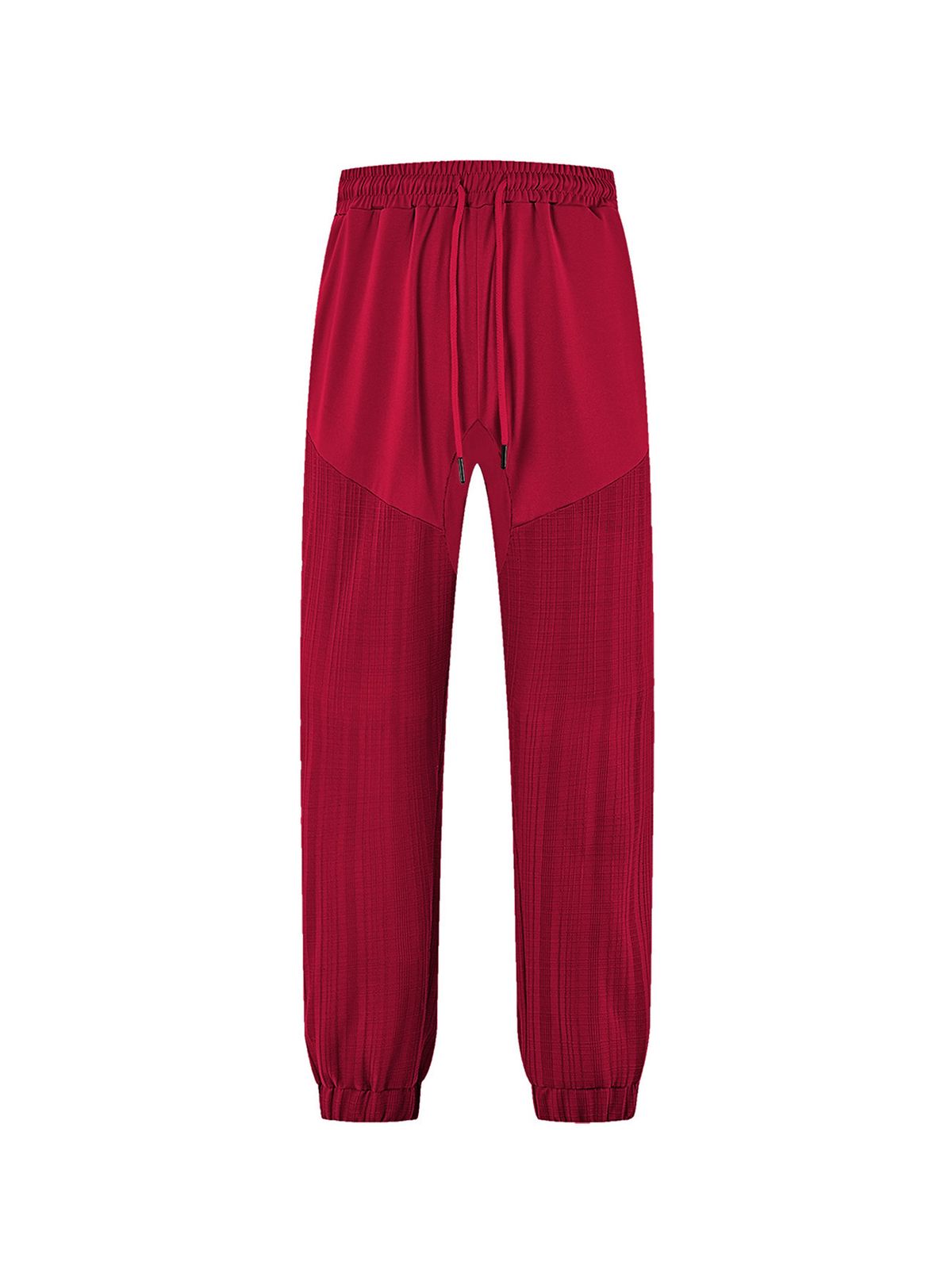 Men's Clothing European And American Casual Trousers Autumn Simple Loose Imitation Linen Sports Stitching Straight Men's Sweatpants_viptrois.com