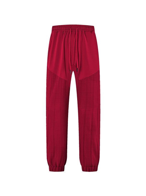 Men's Clothing European And American Casual Trousers Autumn Simple Loose Imitation Linen Sports Stitching Straight Men's Sweatpants_viptrois.com