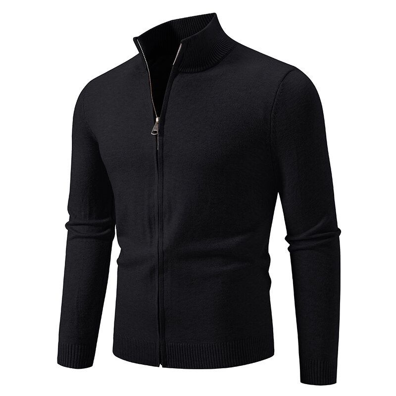 Men's Clothing Stand Collar Zipper Cardigan Sweater Knit Zip-Up Stand Collar Sweater Casual Slim Fit Pullover Lightweight Comfortable For Autumn_viptrois.com