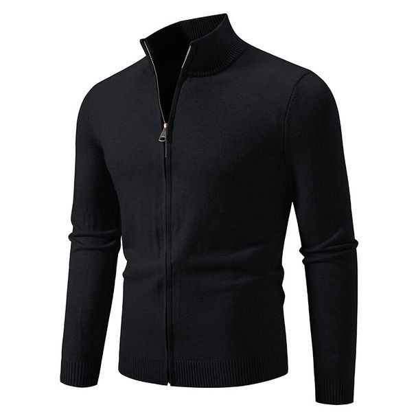 Men's Clothing Stand Collar Zipper Cardigan Sweater Knit Zip-Up Stand Collar Sweater Casual Slim Fit Pullover Lightweight Comfortable For Autumn_viptrois.com