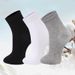 Socks men's solid color high cotton men's socks autumn and winter sweat absorbent breathable business mid-tube socks mid-waist socks_viptrois.com