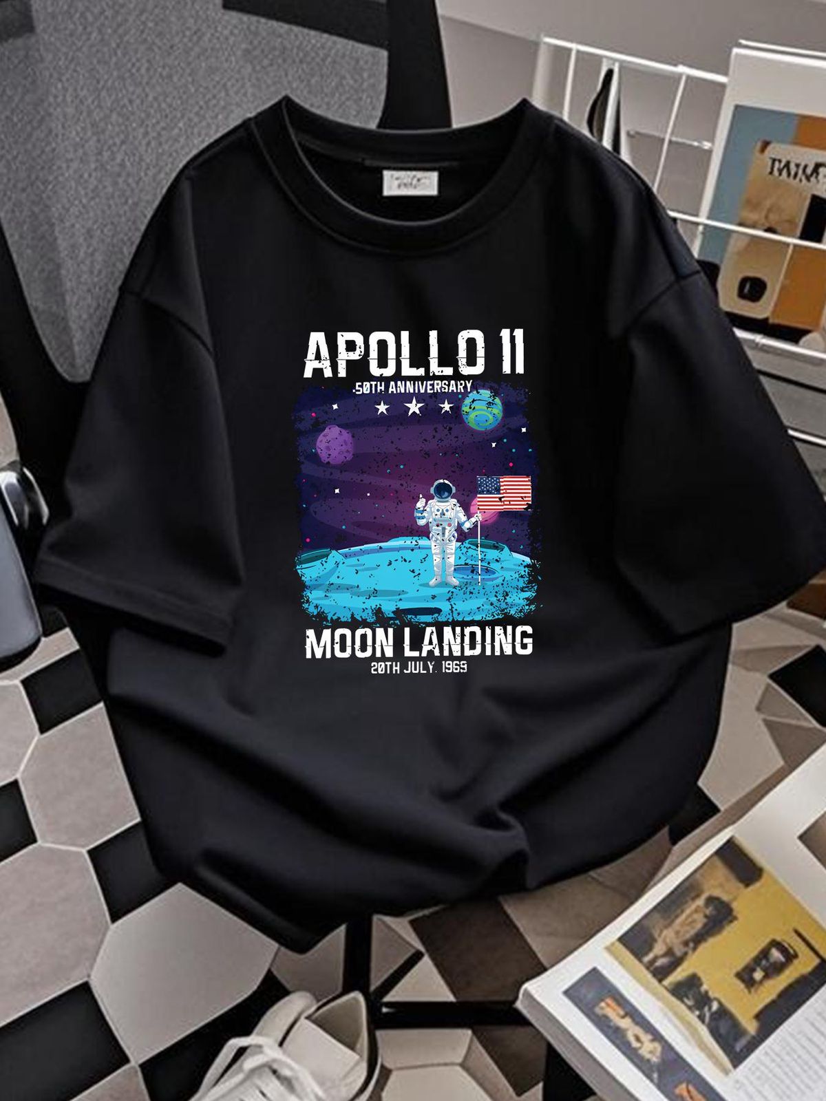 Apollo 11 50th Anniversary Shirt Moon Landing 1969 2019 Mens T-Shirt Tee Breathable Versatile Slightly Unisex Streetwear Graphic Casual_viptrois.com