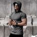 Men's Clothing Quick Dry Sports T-Shirt Hooded Slim Fit With Quick Drying Short Sleeves For Muscle Training Running Basketball And Fitness Summer_viptrois.com