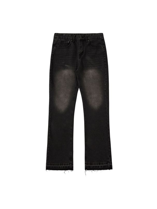 RDT Men's Clothing| American Style Cleanfit Black Tassel 507 Fit Jeans Vintage Washed Distressed Long Pants_viptrois.com