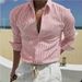 Men's Clothing Men's Fashion Striped Cardigan Lapel Long Sleeve Shirt_viptrois.com
