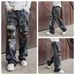 Men's Clothing American Vibe Dirty Old Graffiti Wide Leg Jeans Men's Personality Ripped Handsome Straight Casual Pants Men_viptrois.com