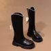 For And Children 2024 New Winter Long Leather Boots Princess Foreign Girls Plus Cashmere Shoes_viptrois.com