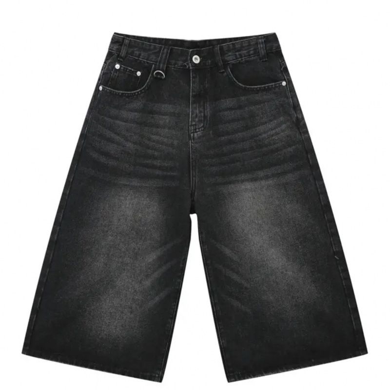 Retro Loose Wide Leg Straight Cropped Jeans Men's Design Hot Selling Denim Pants_viptrois.com