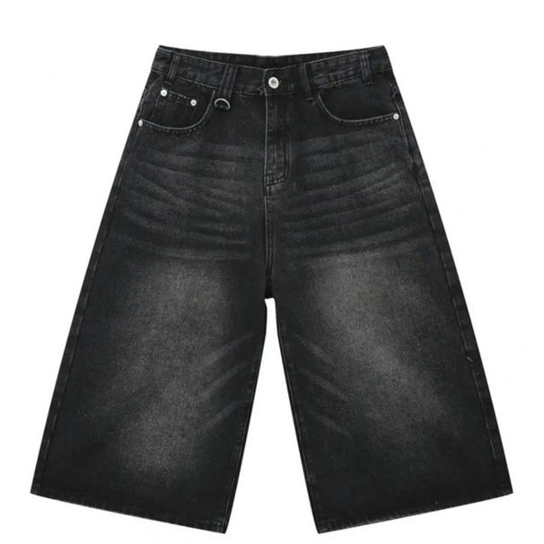 Retro Loose Wide Leg Straight Cropped Jeans Men's Design Hot Selling Denim Pants_viptrois.com