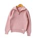 Half Zipper Twisted Knitted Girls Sweater For Middle And Large Children Autumn And Winter Children's Sweater New Children's Clothing_viptrois.com