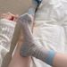 Boneless Socks Women's Korean Version Ins Color Matching Mid Tube Socks Spring And Summer Thin Hollow Tube Socks Pile Cotton Socks_viptrois.com