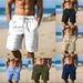 Men's Multi-Pocket Drawstring Waist Work Shorts - Breathable Linen Blend Casual Summer Shorts With Elastic Comfort_viptrois.com