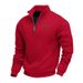 Men's Clothing Plus Velvet Stand Collar Pullover Half-Zip Fleece-Lined Casual Pullover Hoodie - Lightweight, Breathable & Stylish For Spring/Fall_viptrois.com