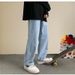 2024 Spring Streetwear Baggy Jeans Men Korean Fashion Loose Straight Wide Leg Hip-hop Pants Male Brand Clothing Black Light Blue_viptrois.com