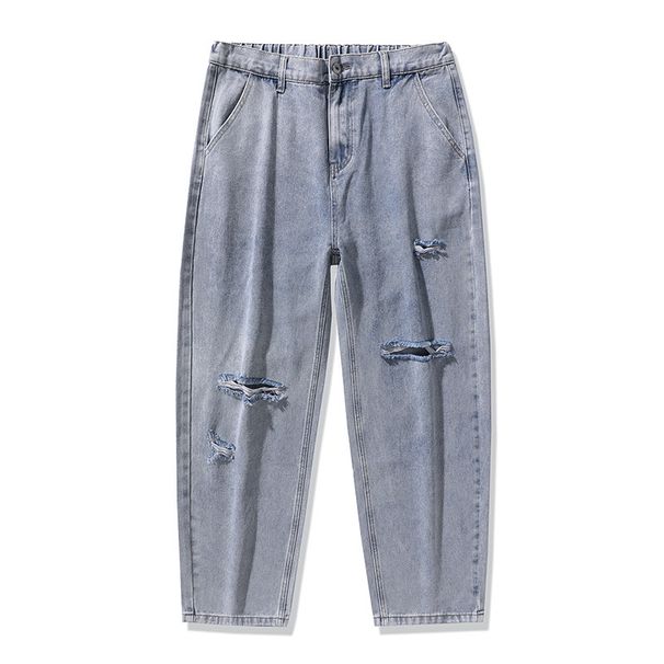 Men's Clothes Knee Holes In High Street Jeans Men Baggy Vintage Daddy Straight Leg Pants Beggar Men Pants Spring_viptrois.com