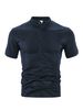 Men's Casual Short Sleeve Polo Shirt - Breathable Pearl Cotton Twisted Knit Fabric - Summer Loose Fit Patchwork Design_viptrois.com
