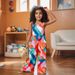 Mother & Kids INS Girls Geometric Pattern Printing Holiday Style Fashion Summer Thin Jumpsuit_viptrois.com