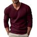 Men's Slim Fit V-neck Long Sleeve Knit Sweater - Lightweight Pullover For Autumn & Winter - Solid Color Casual Top_viptrois.com