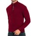 Men’s Semi-Turtleneck Knit Sweater – Slim-Fit Zip-Up Pullover For Fall & Spring (Breathable Polyester, Minimalist Office-to-Casual Staple)_viptrois.com