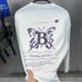 Spring and Autumn Original Men's Butterfly Round Neck Pullover Sweater Couple Fashion Casual White Sweater Trend B1CRE1230_viptrois.com