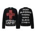 JW331 American Retro Street Trendy Men's And Women's High-end Fans Abstract Cross Design Men's Waffle Long-sleeved T-shirt_viptrois.com