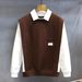 Men's Clothing Design Light Mature Handsome Two Piece Knitted Sweater Men's Autumn And Winter New Sweater Men's Bottoming Shirt_viptrois.com