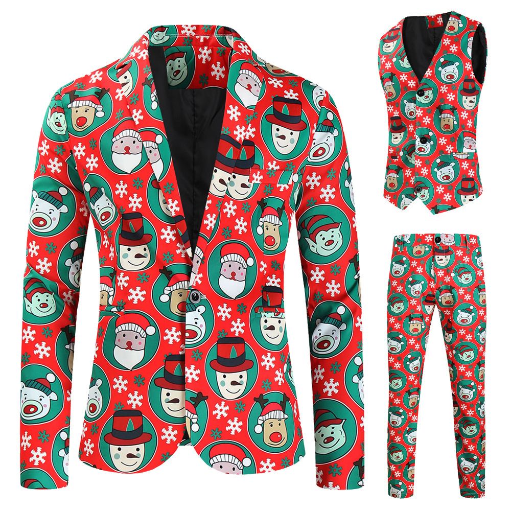 Christmas new casual 3D printed suit vest and trousers suit 3-piece set 3TZ-XMK_viptrois.com